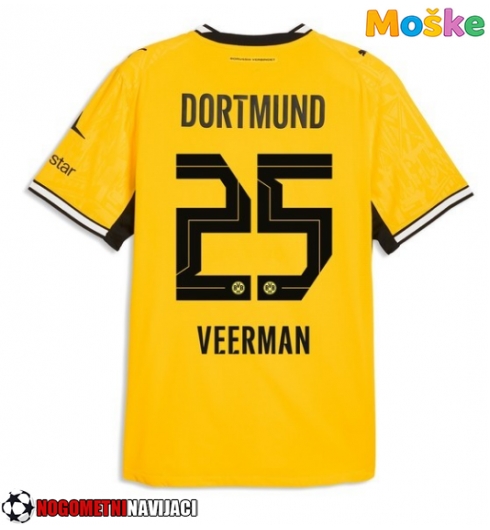 Moške Nogometnih dresov Borussia Dortmund Joey Veerman #25 Domači 2026-27 Kratki rokavi Moške Nogometnih dresov Borussia Dortmund Joey Veerman #25 Domači 2026-27 Kratki rokavi